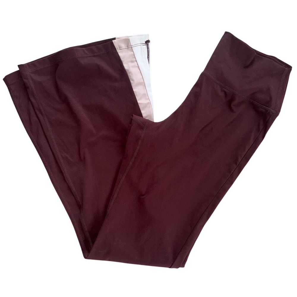 Wilo The Label Brown Flare Leggings Side Stripe High Waist Yoga Pants Size M
